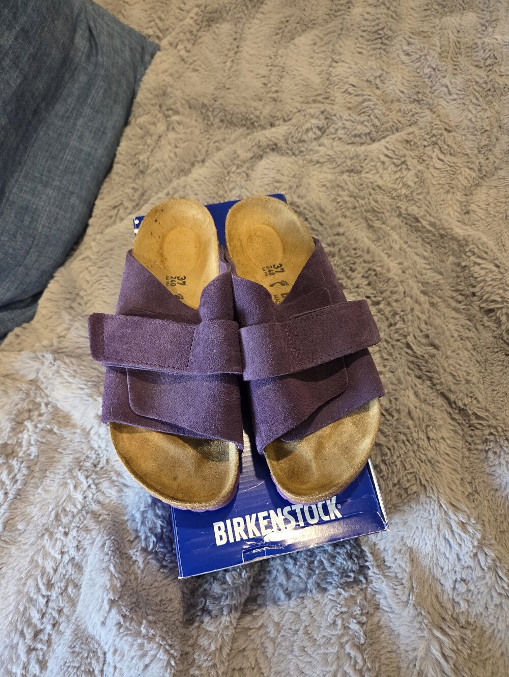 Birkenstock Womens Wine Suede Double-Strap Slide Sandals